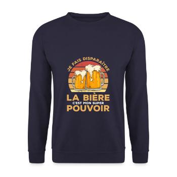 Je Fais Disparaître La Bière C'est Mon - Sweat-shirt Unisexe - marine - Devant - Alina (178cm) & Michal (187cm)