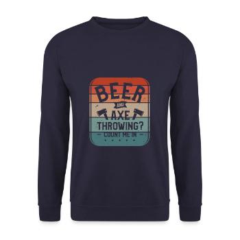 Bier Und Axt Werfen Zählen Sie Mich In - Unisex Pullover - Navy - Vorne - Alina (178cm) & Michal (187cm)
