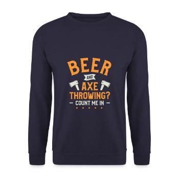 Bier Und Axt Werfen Zählen Sie Mich In - Unisex Pullover - Navy - Vorne - Alina (178cm) & Michal (187cm)