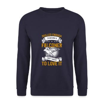 Geschickt genug, um ein Falkner zu werden, verrückt genug - Unisex Pullover - Navy - Vorne - Alina (178cm) & Michal (187cm)