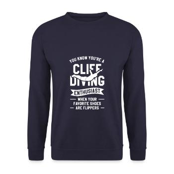 Vous savez que vous êtes un passionné de plongée en falaise quand - Sweat-shirt Unisexe - marine - Devant - Alina (178cm) & Michal (187cm)