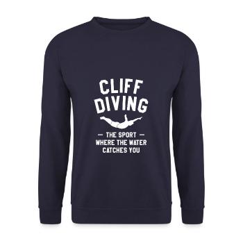 Plongée en falaise Le sport où l’eau vous attrape - Sweat-shirt Unisexe - marine - Devant - Alina (178cm) & Michal (187cm)
