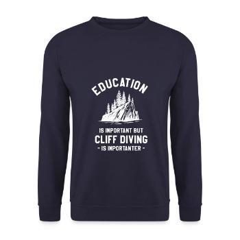 L’éducation est importante, mais la plongée en falaise l’est - Sweat-shirt Unisexe - marine - Devant - Alina (178cm) & Michal (187cm)