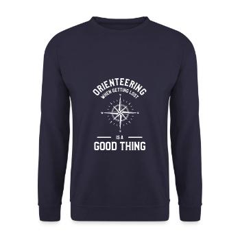 Orientierungslauf, wenn es eine gute Sache ist, sich zu verirren - Unisex Pullover - Navy - Vorne - Alina (178cm) & Michal (187cm)