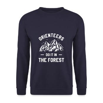 Orientierungsläufer machen es im Wald Orientierungslauf - Unisex Pullover - Navy - Vorne - Alina (178cm) & Michal (187cm)