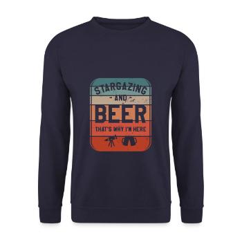 Stargazing And Beer That's Why I'm Here Stargazer - Unisex Sweatshirt - navy - Front - Alina (178cm) & Michal (187cm)