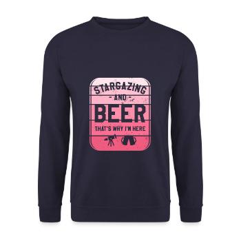 Stargazing And Beer That's Why I'm Here Stargazer - Unisex Sweatshirt - navy - Front - Alina (178cm) & Michal (187cm)