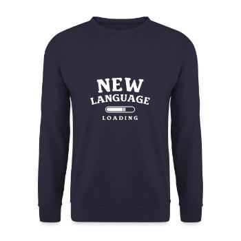 Neue Sprache wird geladen Linguistisch zweisprachig - Unisex Pullover - Navy - Vorne - Alina (178cm) & Michal (187cm)