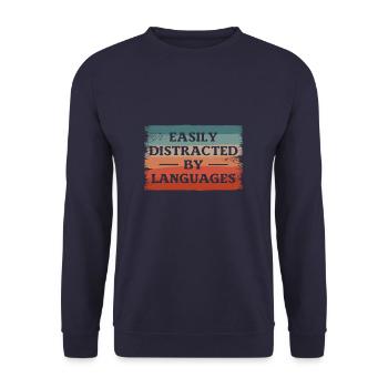Easily Distracted By Languages Linguistic - Unisex Sweatshirt - navy - Front - Alina (178cm) & Michal (187cm)