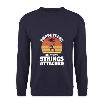 Puppeteers Do It With Strings Attached Puppetry - Unisex Sweatshirt - navy - Front - Alina (178cm) & Michal (187cm)