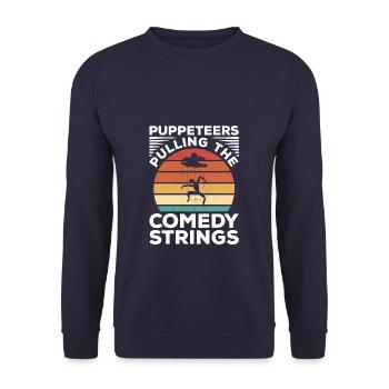 Puppeteers Pulling The Comedy Strings Puppetry - Unisex Sweatshirt - navy - Front - Alina (178cm) & Michal (187cm)