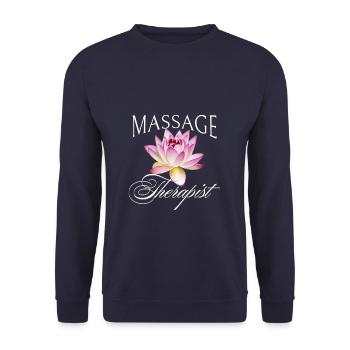 Massage Therapist Physiotherapist Lotus Flower - Unisex Sweatshirt - navy - Front - Alina (178cm) & Michal (187cm)