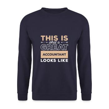 So sieht ein großartiger Buchhalter aus - Unisex Pullover - Navy - Vorne - Alina (178cm) & Michal (187cm)