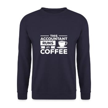Ce comptable fonctionne sur Coffee Accounting CPA - Sweat-shirt Unisexe - marine - Devant - Alina (178cm) & Michal (187cm)