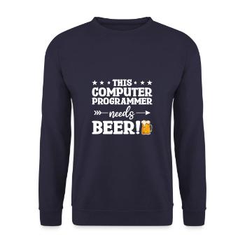 Ce programmeur informatique a besoin de programmation de bière - Sweat-shirt Unisexe - marine - Devant - Alina (178cm) & Michal (187cm)