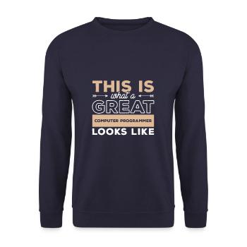 Voici à quoi ressemble un grand programmeur informatique - Sweat-shirt Unisexe - marine - Devant - Alina (178cm) & Michal (187cm)