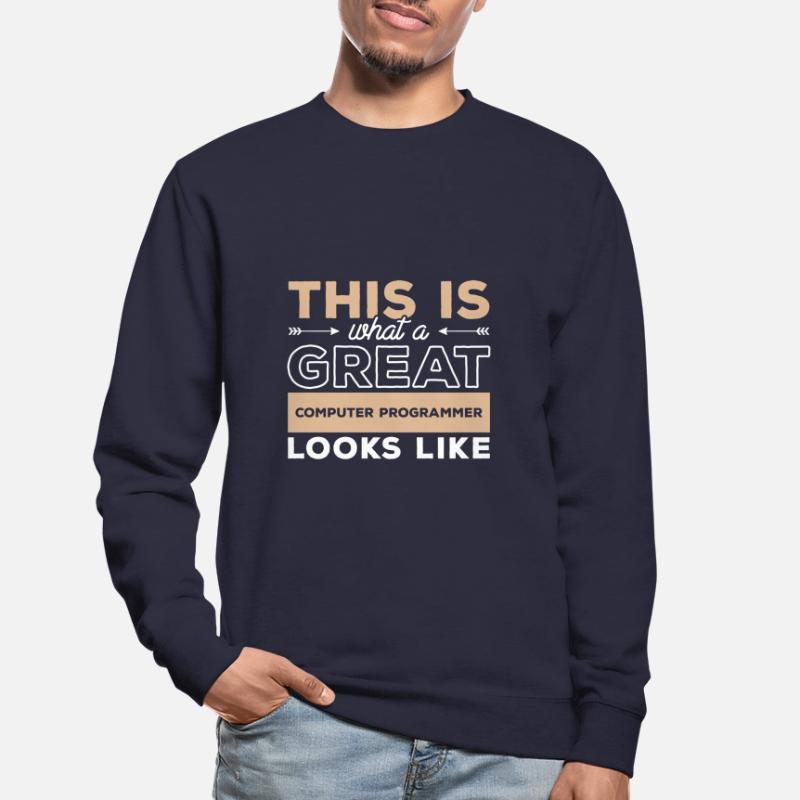 So sieht ein großartiger Computerprogrammierer aus Unisex Pullover