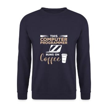 Ce programmeur informatique fonctionne sur Coffee - Sweat-shirt Unisexe - marine - Devant - Alina (178cm) & Michal (187cm)