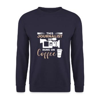 Ce journaliste court sur le journalisme de café - Sweat-shirt Unisexe - marine - Devant - Alina (178cm) & Michal (187cm)