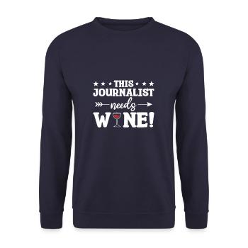This Journalist Needs Wine Journalism - Unisex Sweatshirt - navy - Front - Alina (178cm) & Michal (187cm)