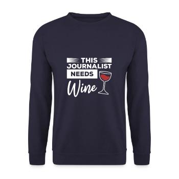 This Journalist Needs Wine Journalism - Unisex Sweatshirt - navy - Front - Alina (178cm) & Michal (187cm)