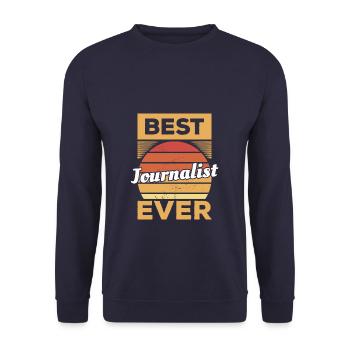 Vintage Best Journalist Ever Media Journalism - Unisex Sweatshirt - navy - Front - Alina (178cm) & Michal (187cm)