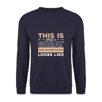 This Is What A Great Public Relations Manager - Unisex Sweatshirt - navy - Front - Alina (178cm) & Michal (187cm)