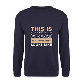 This Is What A Great Real Estate Agent Looks Like - Unisex Sweatshirt - navy - Front - Alina (178cm) & Michal (187cm)