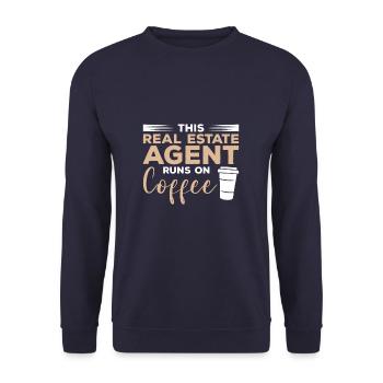 This Real Estate Agent Runs On Coffee Broker - Unisex Sweatshirt - navy - Front - Alina (178cm) & Michal (187cm)
