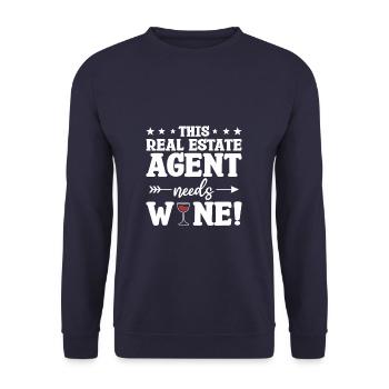 This Real Estate Agent Needs Wine Broker Realtor - Unisex Sweatshirt - navy - Front - Alina (178cm) & Michal (187cm)