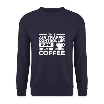 Ce contrôleur de la circulation aérienne fonctionne sur le café - Sweat-shirt Unisexe - marine - Devant - Alina (178cm) & Michal (187cm)