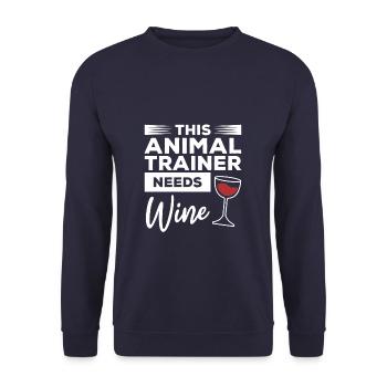 Dieser Tiertrainer braucht Wein - Unisex Pullover - Navy - Vorne - Alina (178cm) & Michal (187cm)