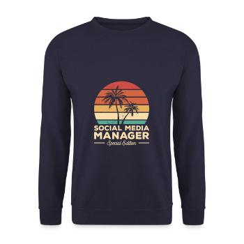 Vintage Social Media Manager Sonderausgabe - Unisex Pullover - Navy - Vorne - Alina (178cm) & Michal (187cm)