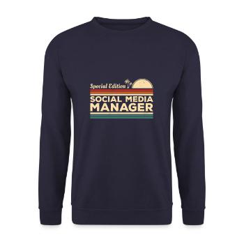 Vintage-Sonderausgabe Social-Media-Manager - Unisex Pullover - Navy - Vorne - Alina (178cm) & Michal (187cm)