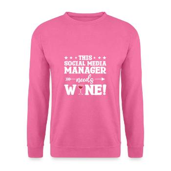 Dieser Social-Media-Manager braucht Wein - Unisex Pullover - Pink - Vorne