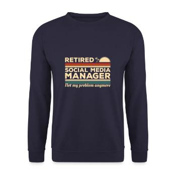 Vintage Social-Media-Manager im Ruhestand nicht mein - Unisex Pullover - Navy - Vorne - Alina (178cm) & Michal (187cm)