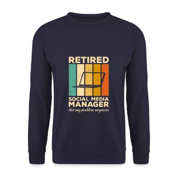 Vintage Social-Media-Manager im Ruhestand nicht mein - Unisex Pullover - Navy - Vorne - Alina (178cm) & Michal (187cm)
