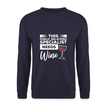 This Public Relations Specialist Needs Wine - Unisex Sweatshirt - navy - Front - Alina (178cm) & Michal (187cm)