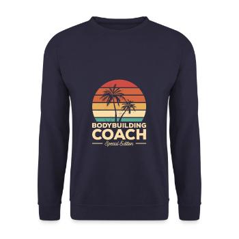Vintage Bodybuilding Coach Sonderedition - Unisex Pullover - Navy - Vorne - Alina (178cm) & Michal (187cm)