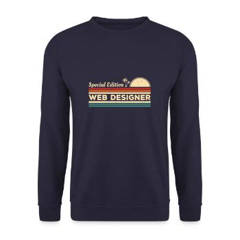 Vintage-Sonderausgabe Webdesigner-Programmierung - Unisex Pullover - Navy - Vorne - Alina (178cm) & Michal (187cm)