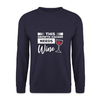 Dieser Growth Hacker braucht Wein-Hacking - Unisex Pullover - Navy - Vorne - Alina (178cm) & Michal (187cm)