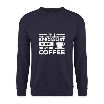 Ce spécialiste de la correction de la posture fonctionne au café - Sweat-shirt Unisexe - marine - Devant - Alina (178cm) & Michal (187cm)