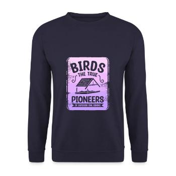 Oiseaux Les véritables pionniers de la gastronomie en plein air - Sweat-shirt Unisexe - marine - Devant - Alina (178cm) & Michal (187cm)