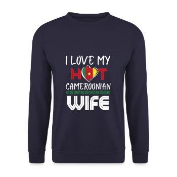 Funny I Love My Hot Cameroonian Wife Husband - Unisex Pullover - Navy - Vorne - Alina (178cm) & Michal (187cm)