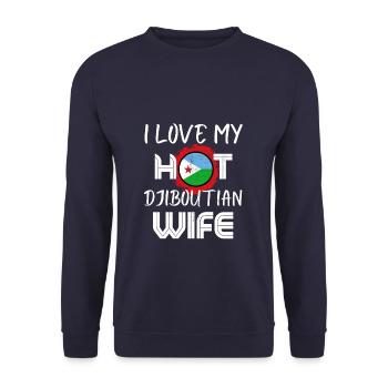 Funny I Love My Hot Djiboutian Wife Husband - Unisex Pullover - Navy - Vorne - Alina (178cm) & Michal (187cm)