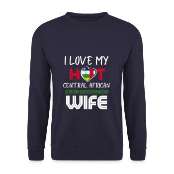Funny I Love My Hot Central African Wife Husband - Unisex Pullover - Navy - Vorne - Alina (178cm) & Michal (187cm)