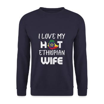 Funny I Love My Hot Ethiopian Wife Husband - Unisex Sweatshirt - navy - Front - Alina (178cm) & Michal (187cm)