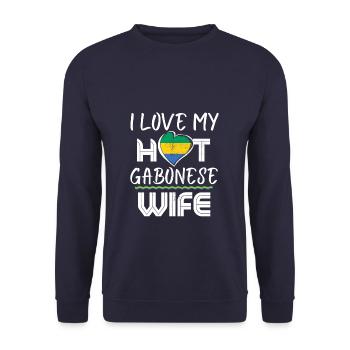 Funny I Love My Hot Gabonese Wife Husband - Unisex Pullover - Navy - Vorne - Alina (178cm) & Michal (187cm)