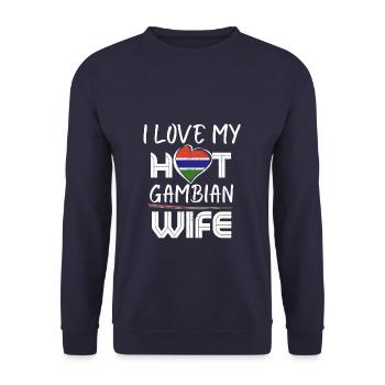 Funny I Love My Hot Gambian Wife Husband - Unisex Sweatshirt - navy - Front - Alina (178cm) & Michal (187cm)