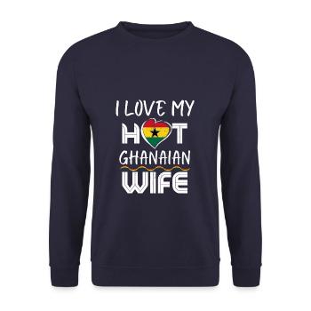 C’est drôle que j’aime mon mari ghanéen chaud - Sweat-shirt Unisexe - marine - Devant - Alina (178cm) & Michal (187cm)